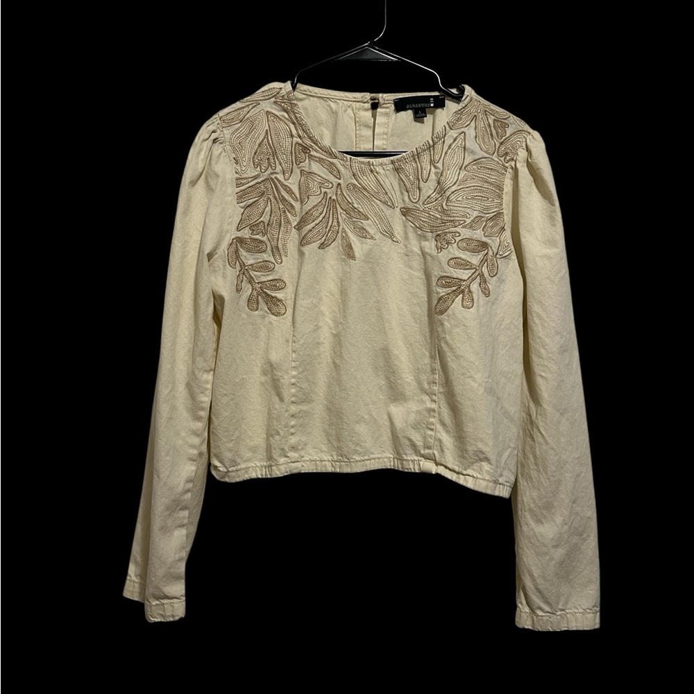 Chic Embroidered Beige Festival Hippie Blouse